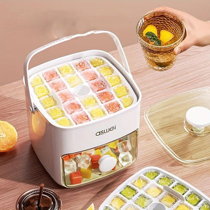 Máquina para Hacer Cubitos de Hielo 2 en 1 con Bandeja y Tapa